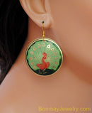 GOLDEN,MARRON AND GREEN HOOP EARRING