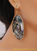 SILVER AND BLACK HOOP EARRING