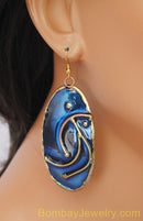GOLDEN AND BLUE HOOP EARRING