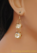 GOLDEN AND WHITE DIAMOND HOOP EARRING
