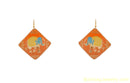 ORANGE GOLDEN, AQUA BLUE HOOP EARRING