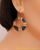COPPER BLACK AND GOLDEN HOOP EARRING
