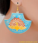multicolour peacock earring