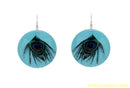 BEAUTIFUL AQUA BLUE PEACOCK EARRING