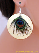 BEAUTIFUL CREAM PEACOCK EARRING