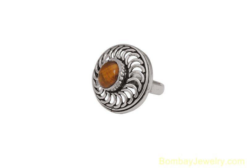 BROWN AND SILVER FASHION RING