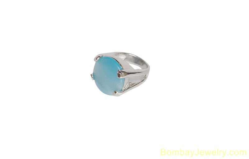 silver and aqua blue fashion ring L
