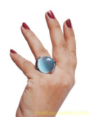 silver and aqua blue fashion necklace-L