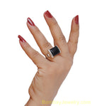 SILVER AND BLACK FASHION RING