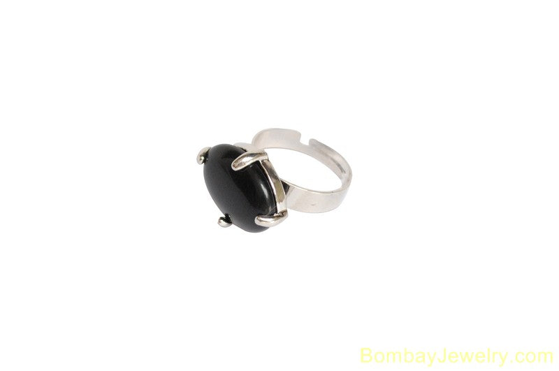 SILVER AND BLACK FASHION RING