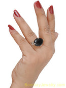 SILVER AND BLACK FASHION RING