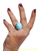 SILVER AND AQUA BLUE FASHION RING