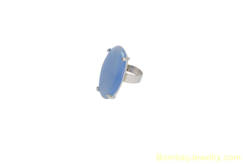 silver and  blue fashion ring