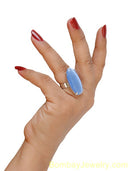 silver and  blue fashion ring