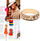 Golden And Brown Fashion Cuff Bangle-Large