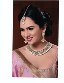 Goldpolish red and white kundan set-1925