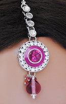 Beautiful silver and fusicha pink  kundan set