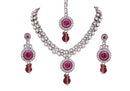 Beautiful silver and fusicha pink  kundan set