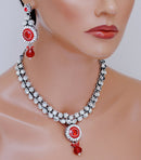 Beautiful silver and red kundan set