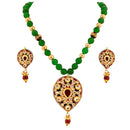 Beautiful maroon, green kundan pendent set-690