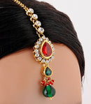 Goldpolish marron, green and white kundan set-9876