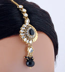 Goldpolish black and white kundan set-765