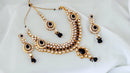 Goldpolish black and white kundan set-765