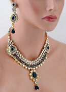 Goldpolish black and white kundan set-765