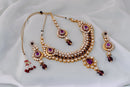 Goldpolish purple and white kundan set-146