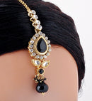 goldpolish black and white kundan set-435