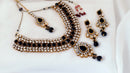 goldpolish black and white kundan set-435