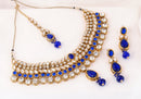 Goldpolish blue and white kundan set-876