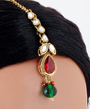 Goldpolish maroon, green and white kundan set-9876