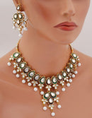 Goldpolish maroon, green and white kundan set-1847
