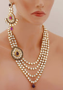 goldpolish purple and white kundan set-1856