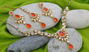 Goldpolish orange and white kundan set-1868