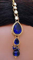 Goldpolish blue and white kundan set-1896