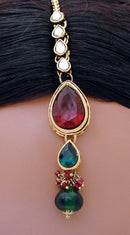 Goldpolih maroon ,green and white kundan et-1897