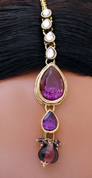 Goldpolish purple and white kundan set-1898