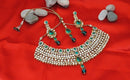 Goldpolish turquoise green and white kundan set-1899
