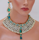 Goldpolish turquoise green and white kundan set-1899