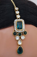 Goldpolish green and white kundan set-1903