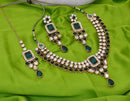 Goldpolish green and white kundan set-1903