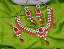 Goldpolish red and white kundan set-1909