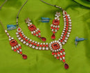 Goldpolish red and white kundan set-1911