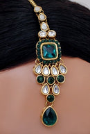 Goldpolish green and white kundan set-1912