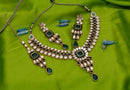 Goldpolish green and white kundan set-1912
