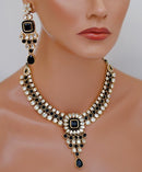 Goldpolish black and white kundan set-1914