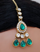 Goldpolish turquoise green and white kundan set-1922