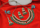Goldpolish turquoise green and white kundan set-1922
